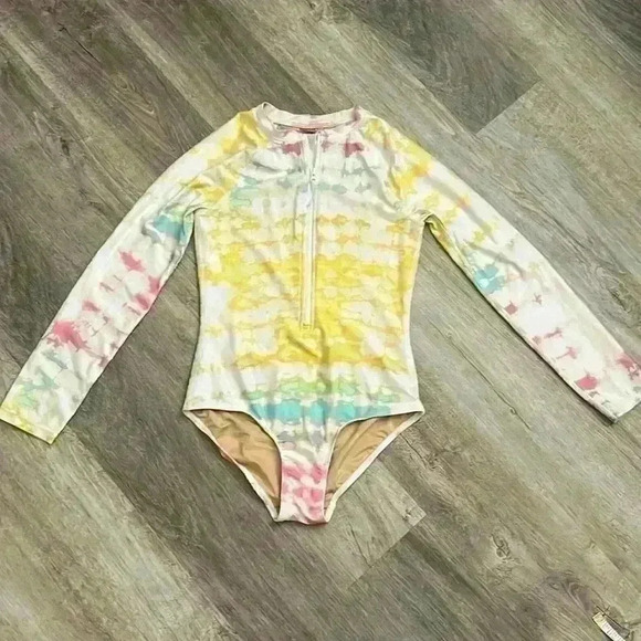 Old Navy Other - Old Navy Girls Long sleeve one piece swimsuit multicolor